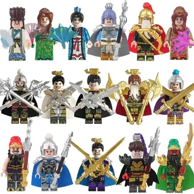 小颗粒积木小人仔稀有关羽赵云三国小侠古代士兵拼装第三方玩具