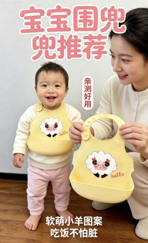 宝宝吃饭围兜婴儿夏天食饭兜防水围嘴硅胶超软儿童辅食神器背带款