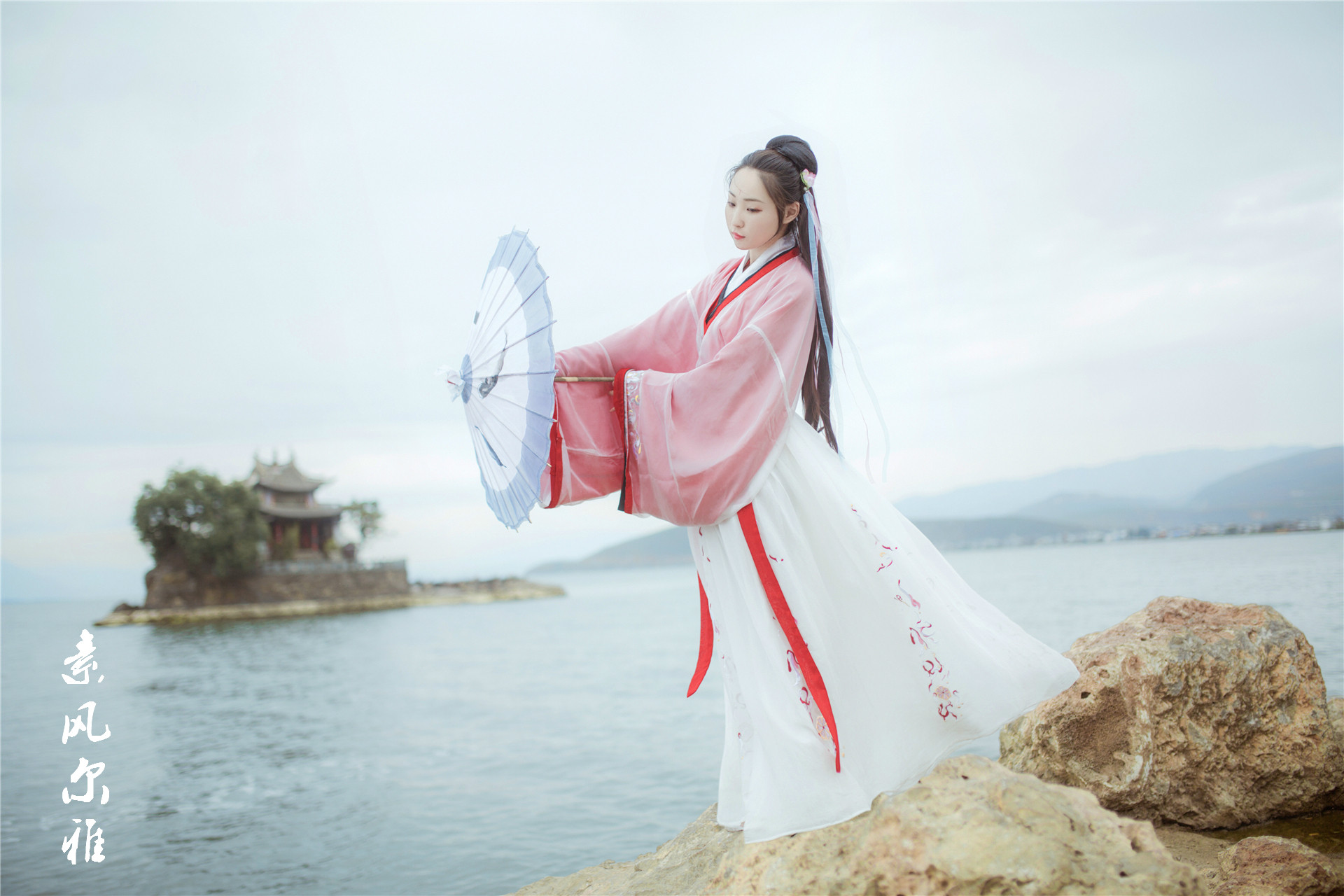 【素风尔雅】汉服女中国风绣花大袖衫交领大摆齐腰襦裙魏晋风