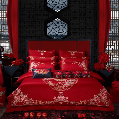 140支高端奢华婚礼大红色四件套