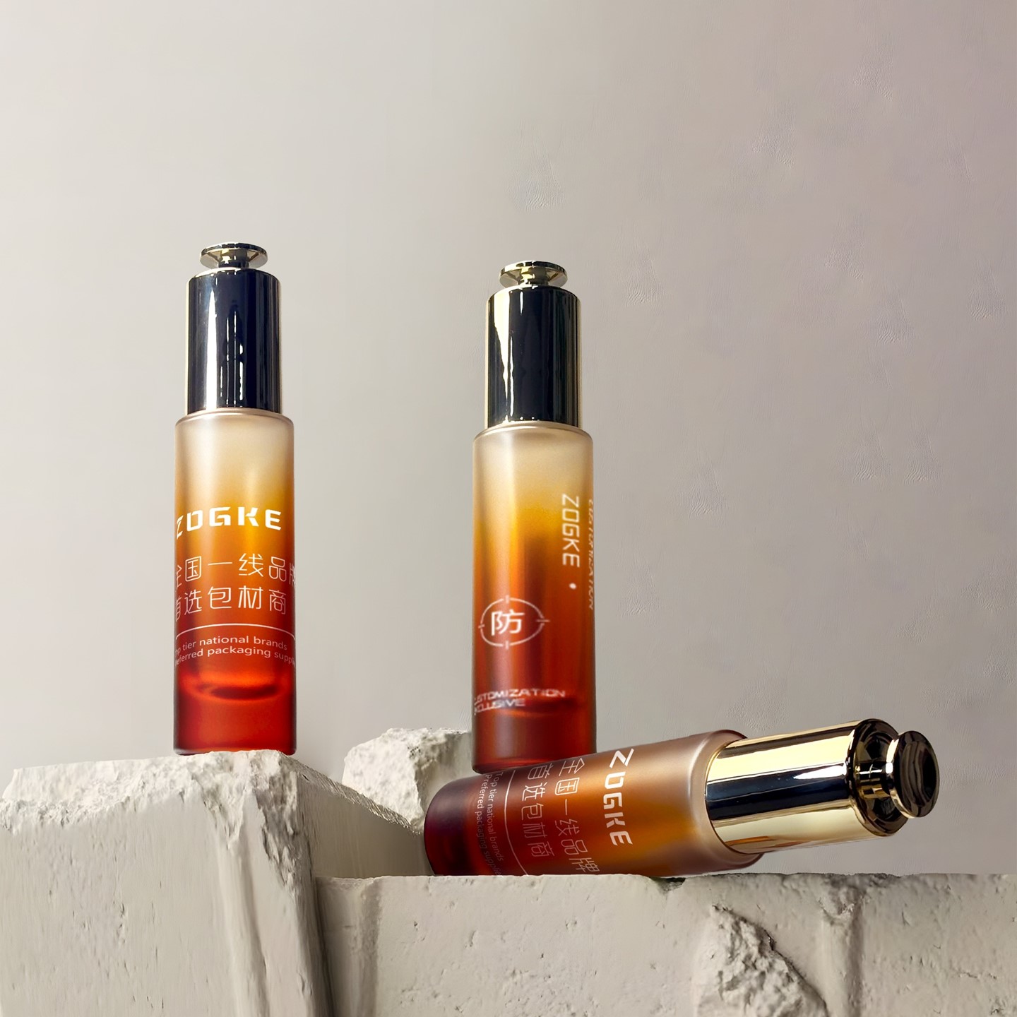 厂家现货30ml细长圆柱天线瓶按压滴管瓶医用级玻璃精油分装瓶