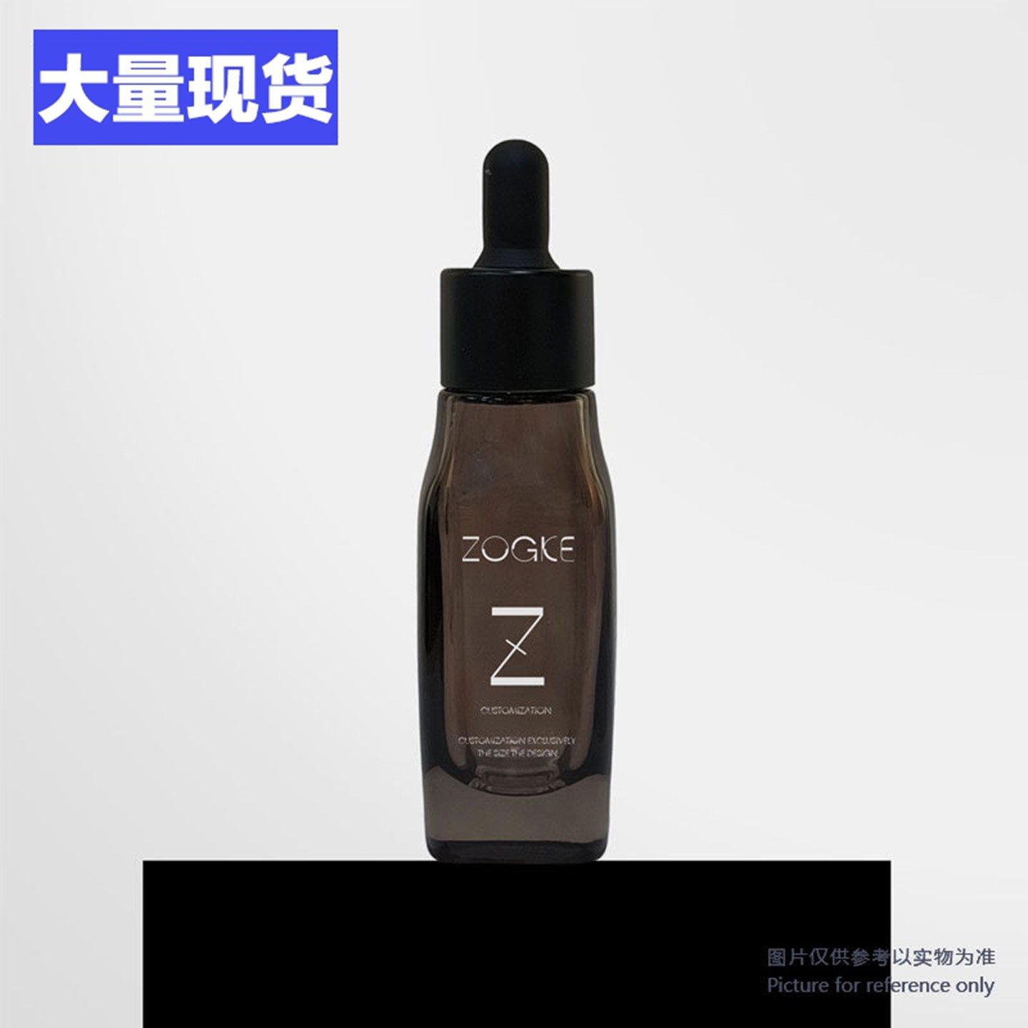 厂家现货30ml厚底斜肩四方瓶医美精华原液分装瓶精油玻璃分装瓶