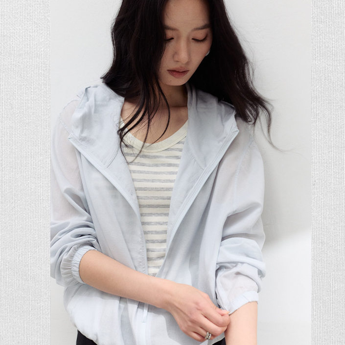 高品质含亚麻棉连帽拉炼