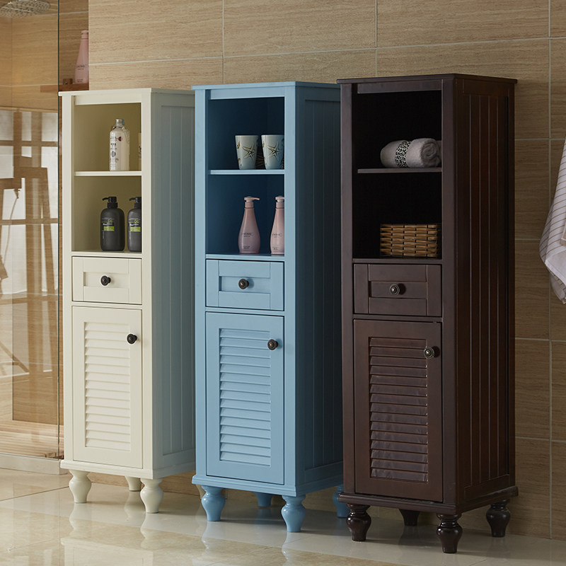 美式实木浴室边柜书房客厅橡木储物收纳柜洗手台马桶侧柜高柜定做