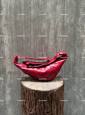 lineonline 经典亚麻涂层牛角可颂包酷帅高级无性别胸包