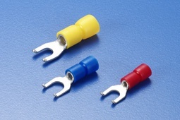 台湾KSS绝缘折角Y型端子LYF1-3红色叉型折角连接端子100PCS一包