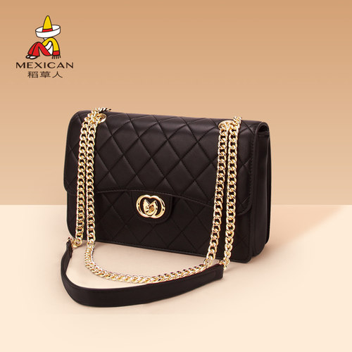 稻草人女包菱格包包小香风