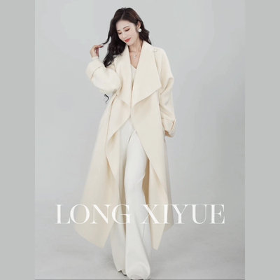 【轻奢大翻领】可立领两穿雅丹风赫本风100%高支羊毛长款大衣外套