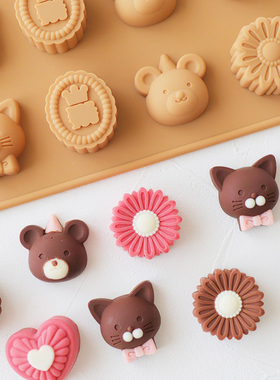 FL日本cotta正品卡通可爱巧克力硅胶模具软糖冰块小熊小猫爱心