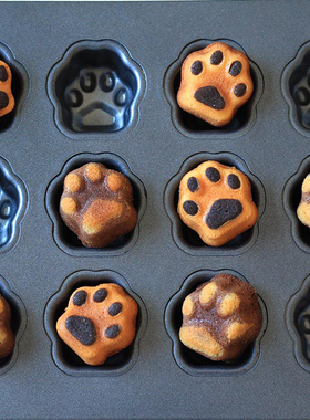 FL日本出口日式卡通可爱12连猫爪不沾玛芬面包蛋糕烤盘烘焙模具