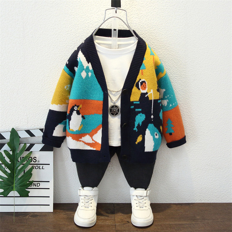 男童外套春秋款2023新款宝宝秋装中小童时尚开衫毛衣儿童针织线衣