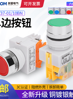 LAY37-10BN单边10BN Y090自复位01BN平头按钮开关 一常开或一常闭