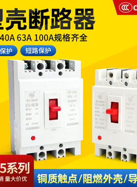 塑壳断路器DZ15-100/390 100A三相空气开关40A空开保护器2P3P