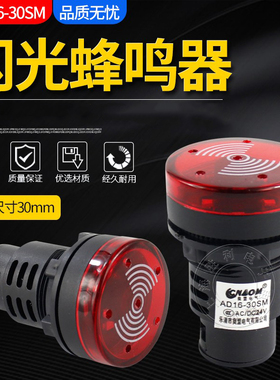 AD16-30SM LED闪光30蜂鸣器 扬声器 报警器 讯响器220V开孔30MM
