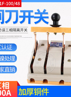 厂家直销HS11F-100/48双投刀开关闸刀启动式隔离刀开关100A 4级