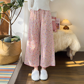 彩虹糖波点条纹睡裤 女全棉甜美花边宽松显瘦居家休闲遛弯长睡裤