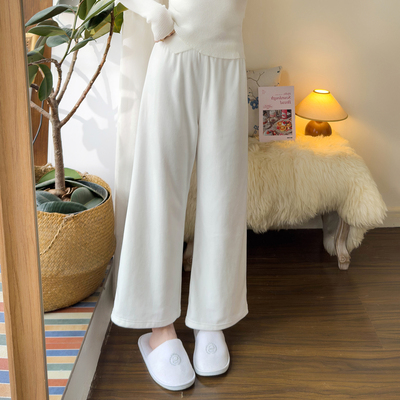 冬季薄绒宽松显瘦阔腿裤睡裤