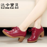 2026 New Spring and Autumn genuine leather single shoes, casual shoes, medium heel, thick heel, lace-up work shoes, large and small sizes, cowhide work shoes thumbnail 5