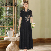 名兰世家妈妈宴会礼服裙子平时聚会可穿气质蕾丝连衣裙显瘦高级感