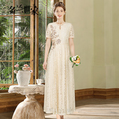 名兰世家高端轻奢小众妈妈礼服裙子日常可穿蕾丝连衣裙显瘦高级感