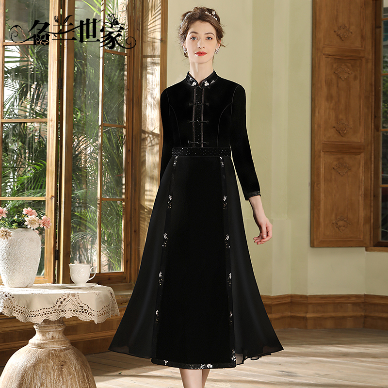 名兰世家气质连衣裙原创设计师款