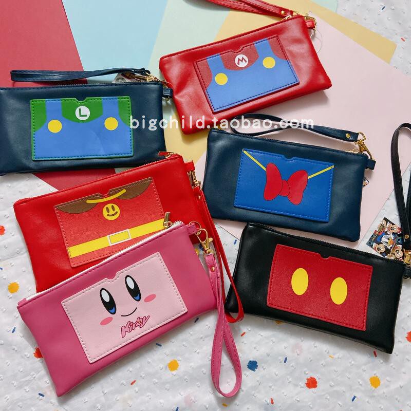 特价MARIO马里奥米奇面包超人PU拉链手机包卡包零钱包手提绳/包邮