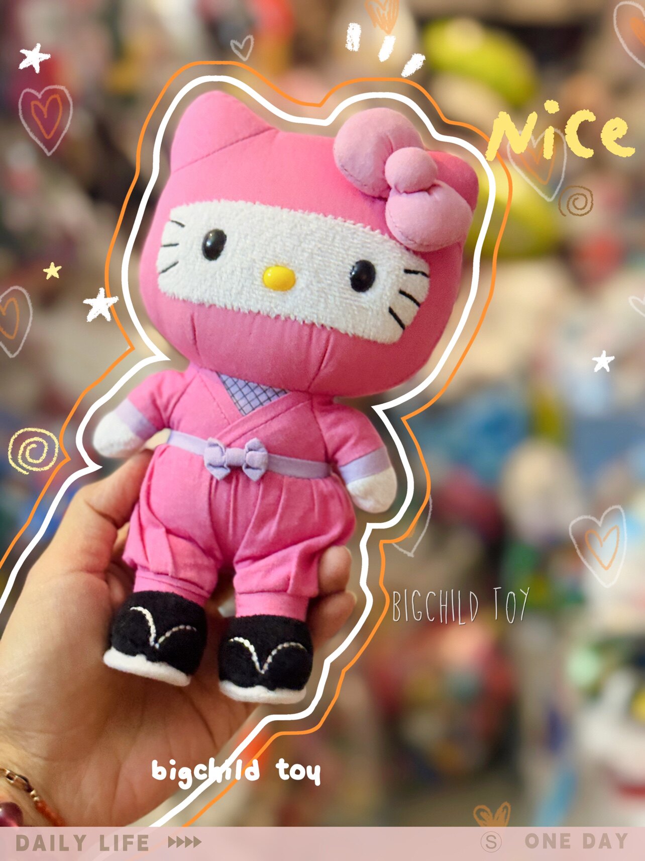 中古HelloKitty外单粉色忍者毛绒公仔摆件