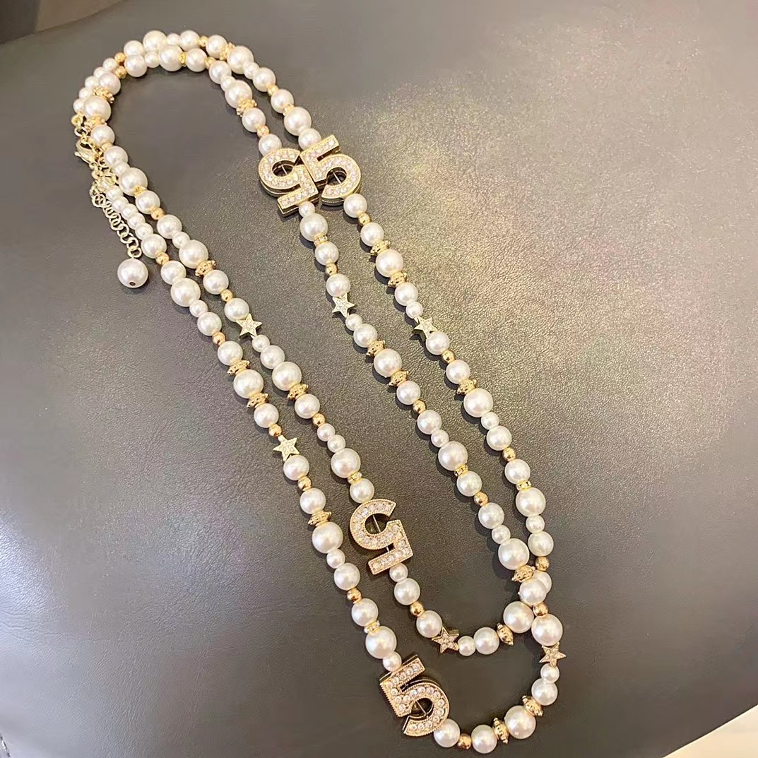 项链女秋冬珍珠毛衣链2023新爆款高级感叠戴小香风颈链高版本项链