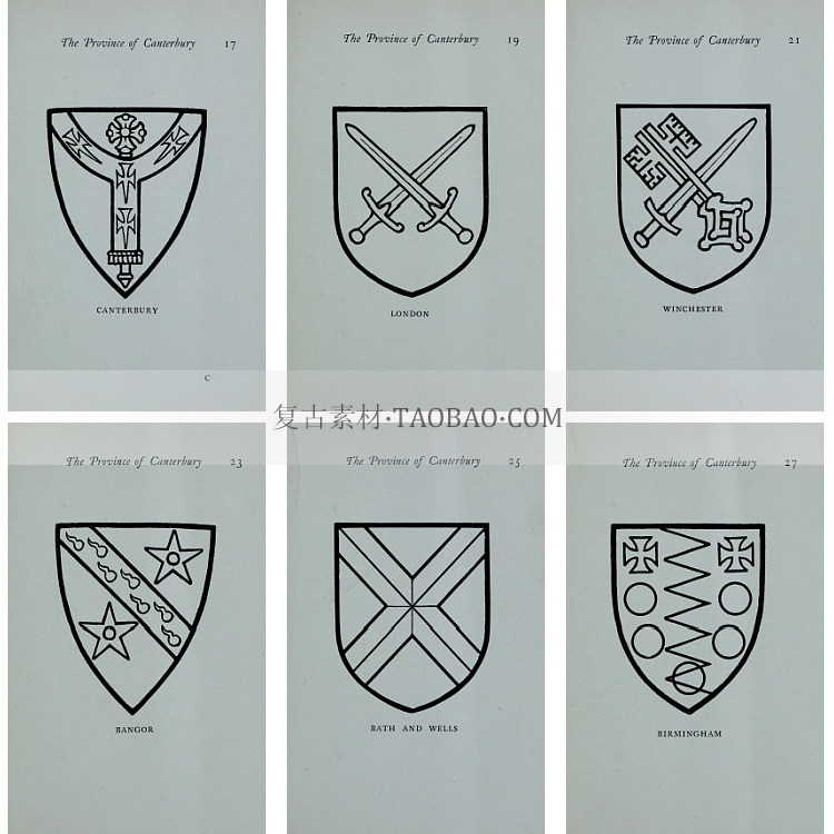 西方世界宗教教会古典纹章徽章盾形图案装饰参考资料设计复古素材