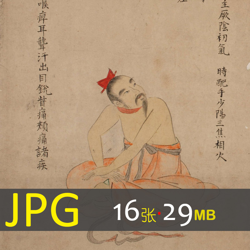 606  古代道家修真导引运气养生图坐势修身养性学习资料设计素材