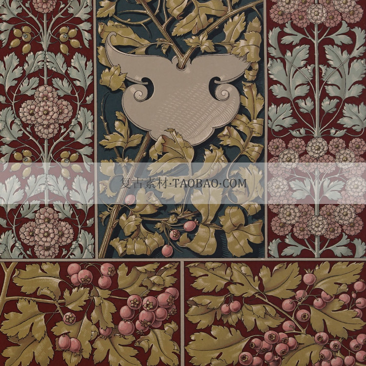 19世纪自然植物图案艺术花纹新艺术风格形式装饰纹样图片设计素材