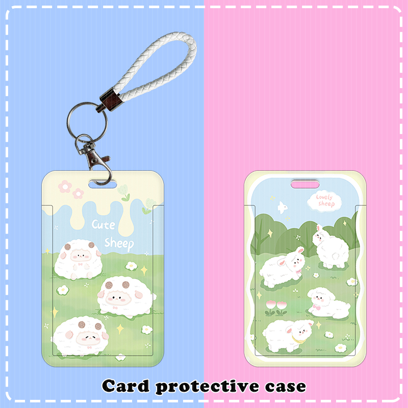 三只奶油小羊学生滑盖卡套饭卡公交卡厂牌胸牌身份证件保护套校园