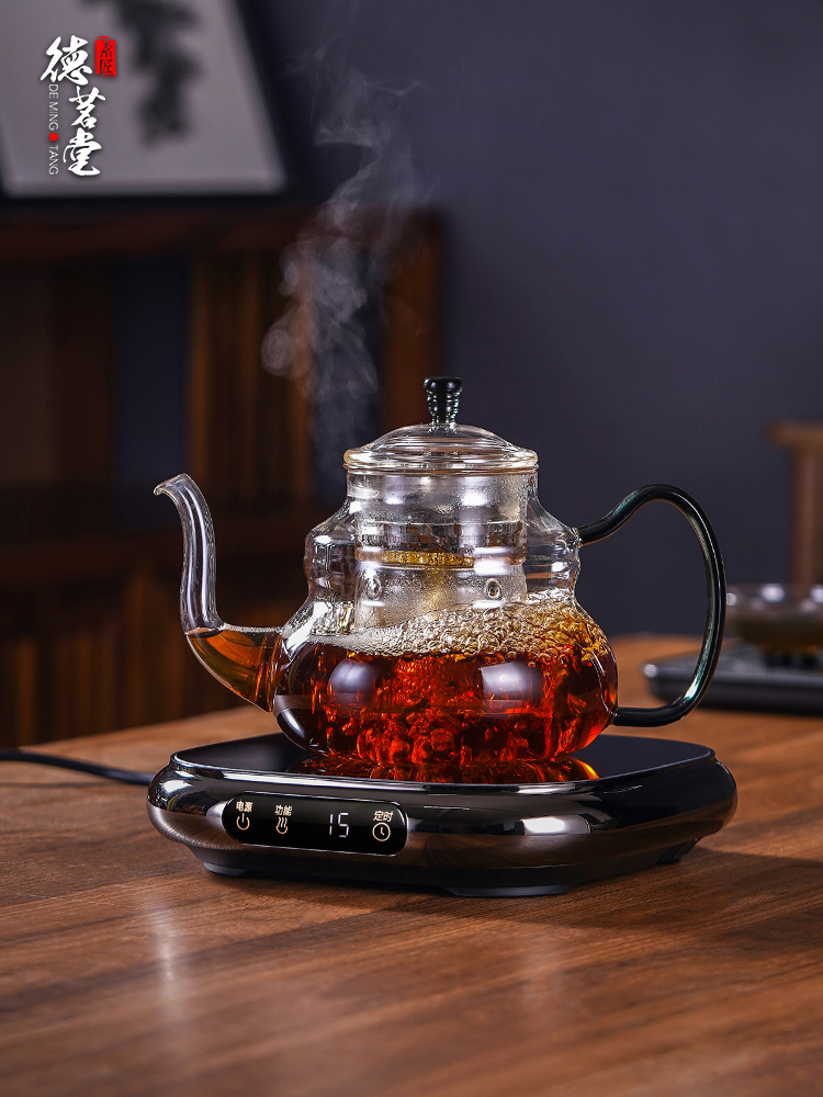 德茗堂电陶炉煮茶专用迷你小型茶炉烧水煮茶器煮茶炉提梁玻璃茶壶