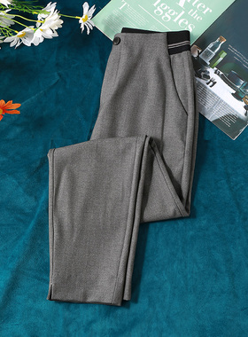 阿施曼2022年春秋新款高腰直筒灰色垂坠感西装裤女九分职业烟管裤