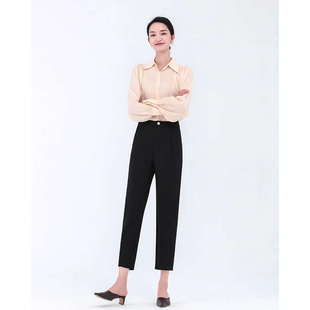 艾可拉芙2023春秋新款高级感垂感镰刀裤女九分宽松哈伦灰色西装裤