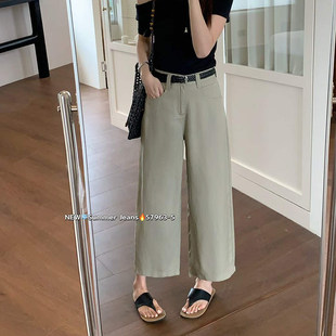 75%莱赛尔+25%亚麻混纺~直筒裤女八分裤夏休闲裤薄款老钱风亚麻裤