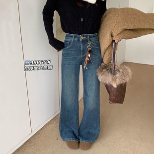 喇叭裤 高货预警密密绒 女牛仔裤 加绒加厚高腰显瘦微喇裤 2025冬季