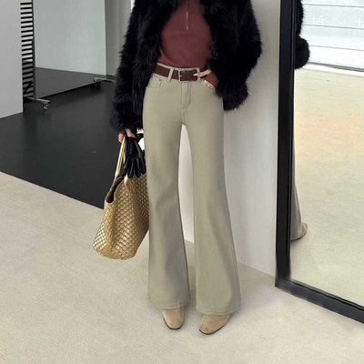 爆犀牛~加绒微喇牛仔裤显瘦弹力