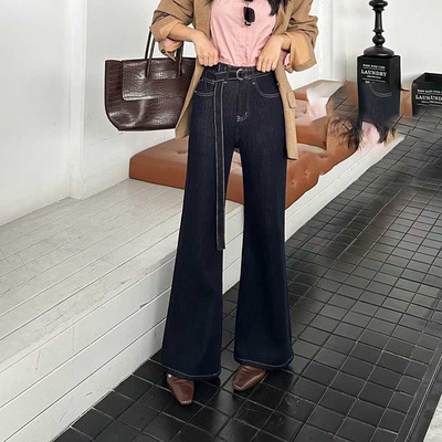 爆犀牛~四面弹微喇牛仔裤长裤秋