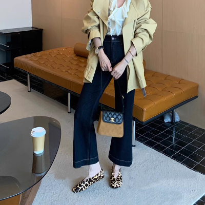 春秋防褪色弹力修身微喇牛仔裤