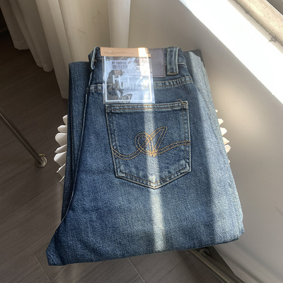 18058秋季新款窄版阔腿裤直筒女牛仔裤，XS腰围62，长102，显腿长