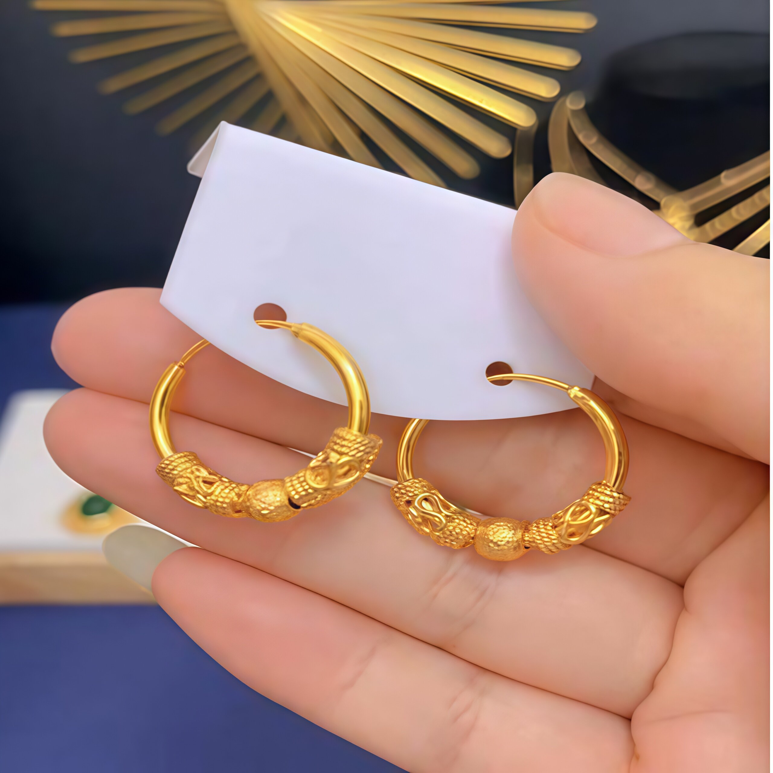 个性珠金色耳圈简单日常结婚饰品送人夏季新款复古幸福珠耳环女款