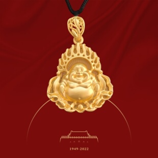 金色佛祖吊坠男女火焰弥勒佛项链镂空佛首饰复古气质平安百搭挂饰