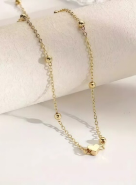 2026新款简约冷淡风圆珠素链精致设计感小众气质爱心腰链女可调节