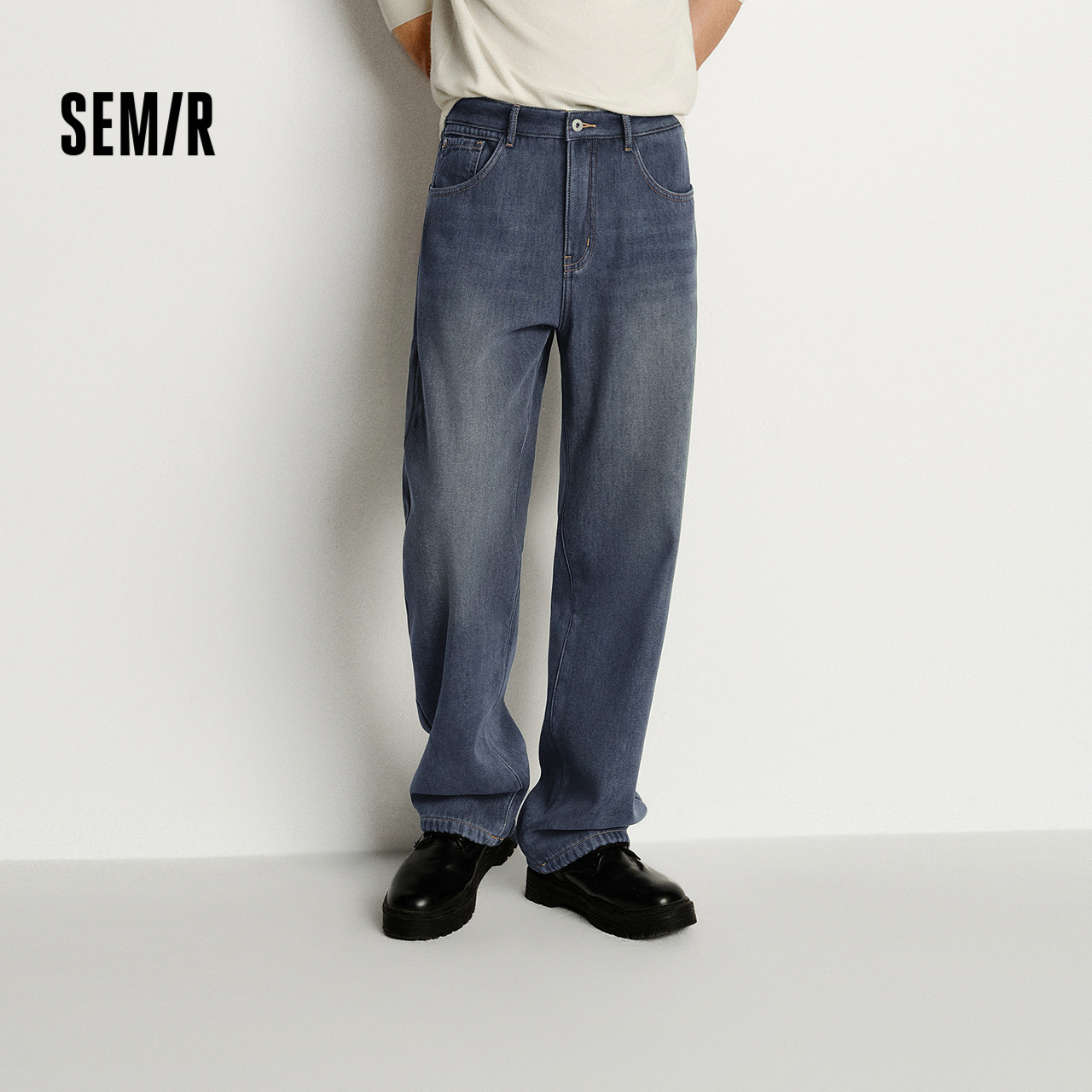 森马牛仔裤男冬加绒加厚保暖宽松直筒裤2025新款做旧复古百搭裤子,男装,牛仔裤,淘宝优惠券,粉丝福利购,淘宝优惠卷