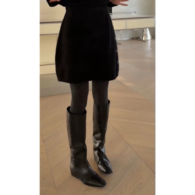 现货诗歌兰3619简约优雅知性松紧腰侧纽扣气质针织半裙女25年冬季