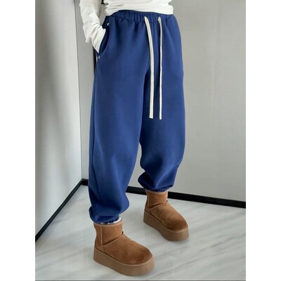 秒发主推诗歌兰59860束脚卫裤加绒松紧腰纯色百搭欧货2025冬季新