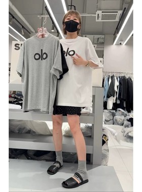 秒发诗歌兰58191美式潮简约中长款宽松字母短袖T恤女25秋新款女装