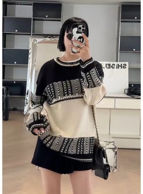 秒发诗歌兰70163温柔简约设计感斜纹圆领休闲毛衣女新品2025秋冬