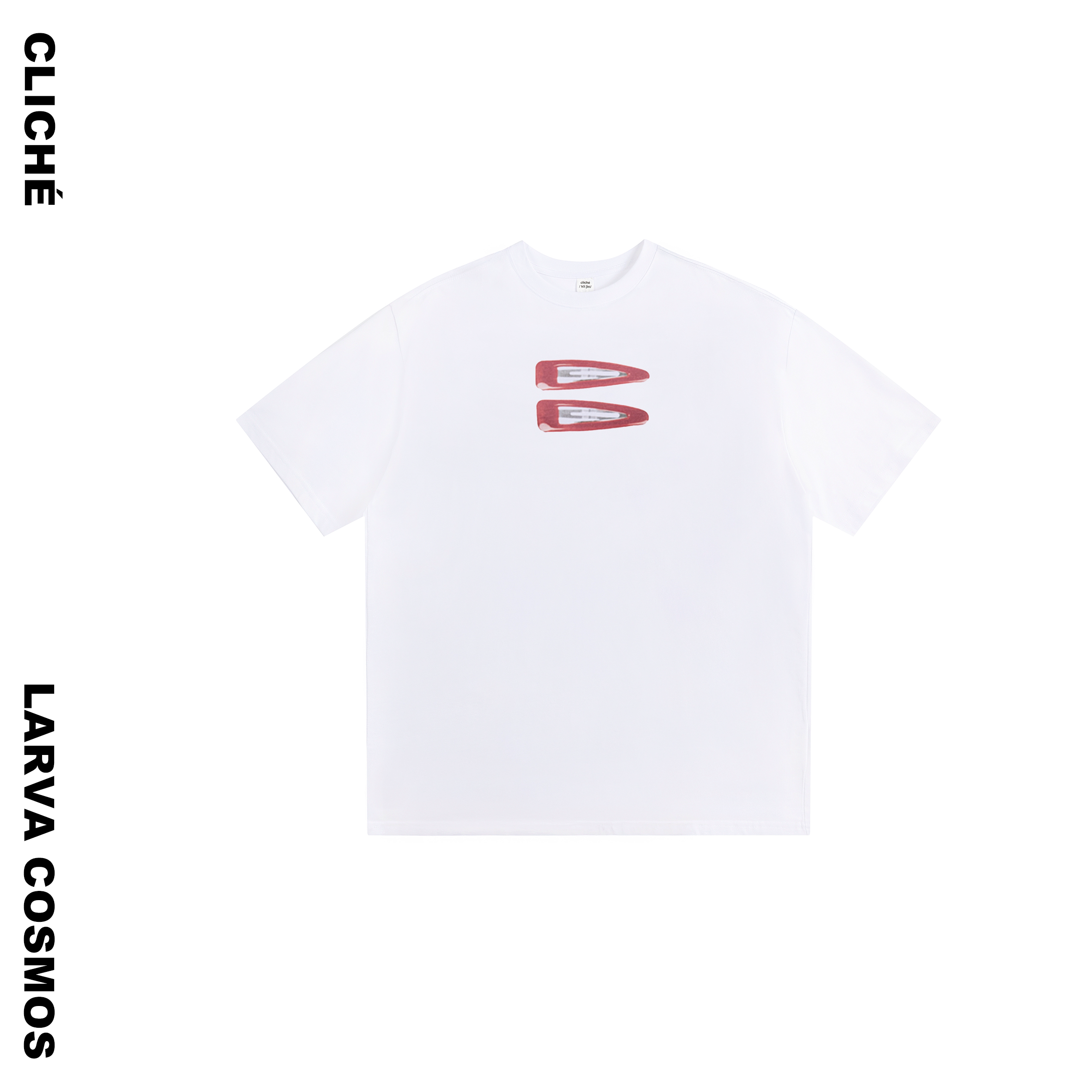 LarvaCosmos｜collage系列红色复古发饰图案短袖T恤